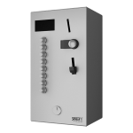Coin and token machine for two to eight single-phase appliances 230 V, choice by the user, 24 V DC