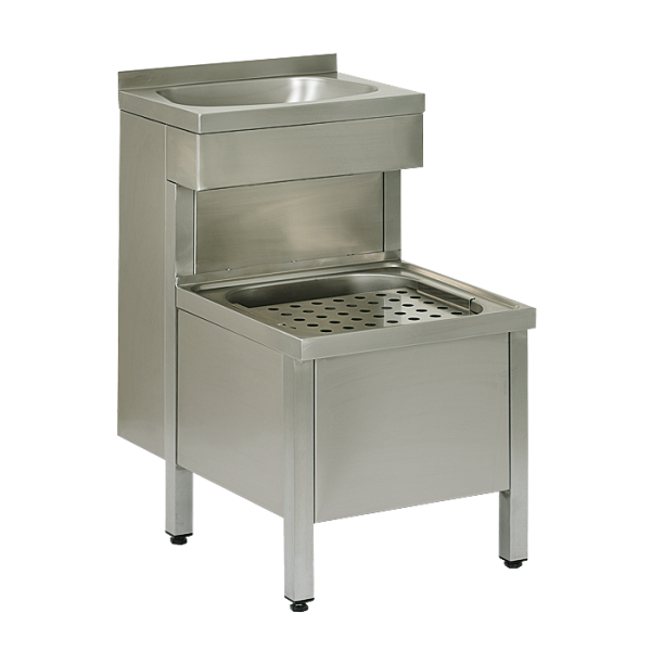 Composite stainless steel floor standing sink with a washbasin with SLU 08LND