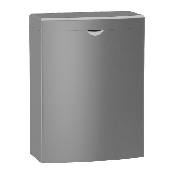 Stainless steel wall hung waste bin for sanitaries, volume 4 l, brushed